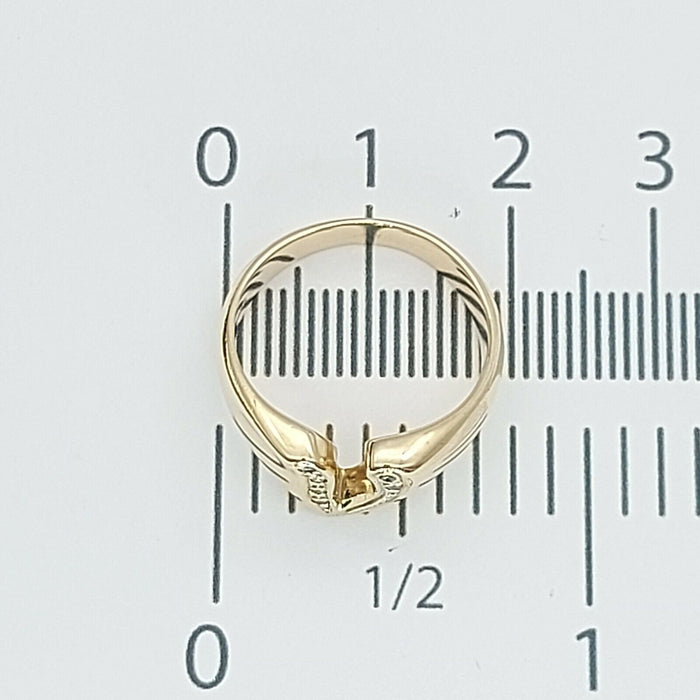Ladies Ring 9ct (375, 9K) Yellow Gold Diamond Chip 'V' Dress Ring