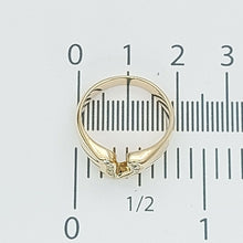 Load image into Gallery viewer, Ladies Ring 9ct (375, 9K) Yellow Gold Diamond Chip &#39;V&#39; Dress Ring
