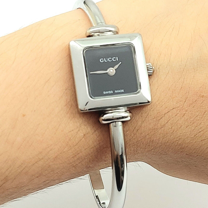 Ladies Gucci 1900L Stainless Steel Minimal Black Square Face Watch