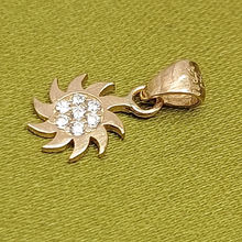 Load image into Gallery viewer, Ladies Yellow Gold 18ct (750, 18K) Small Sun Burst Diamante Pendant
