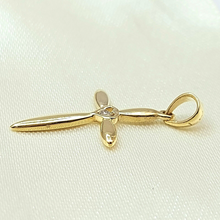 Load image into Gallery viewer, Ladies Yellow Gold 9ct (375, 9K) Rare Natural Diamond Heart Cross Pendant
