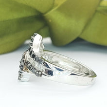 Load image into Gallery viewer, Ladies Ring Silver(925) Natural Black &amp; Clear (1.00ct) Diamond Swirl Bypass Ring
