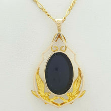 Load image into Gallery viewer, Ladies Necklace 9ct (375, 9K) Yellow Gold Natural Opal Leaf Framed Pendant
