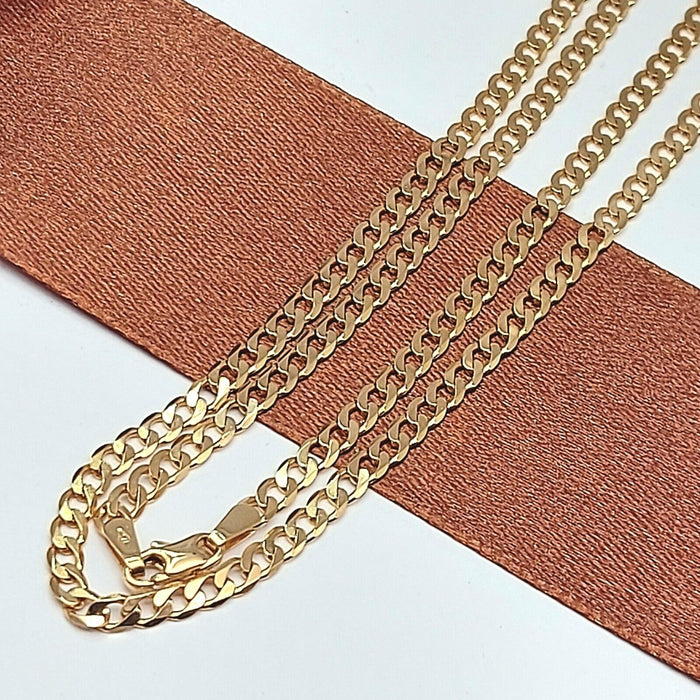 Ladies Yellow Gold 9ct (375, 9K) UNOAERRE Flat Curb Link Chain Necklace