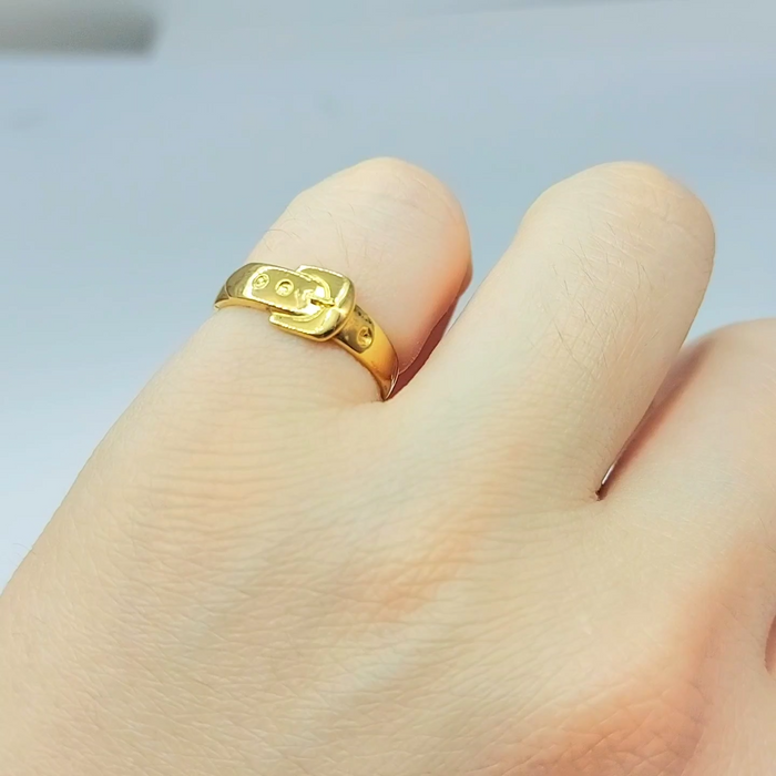 Ladies Ring Real Yellow Gold 9ct (375, 9K) Unique Smooth Band Belt Ring