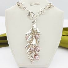 Load image into Gallery viewer, MHJ Ladies Necklace Sterling Silver(925) Circle Link &amp; Droplets Pendant Necklace
