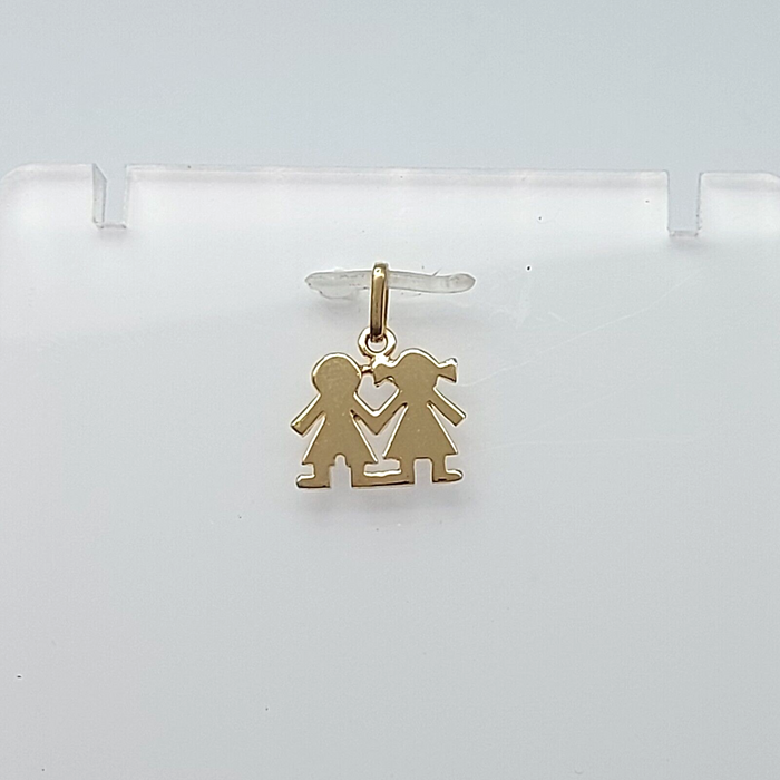 Ladies Yellow Gold 9ct (375, 9K) Rare Boy & Girl Holding Hands Pendant