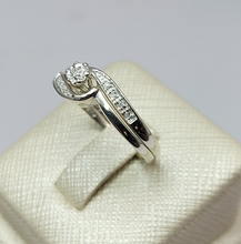 Load image into Gallery viewer, Ladies Rings White Gold 9ct (375, 9k) 9 Natural Diamonds Engagement Ring Set
