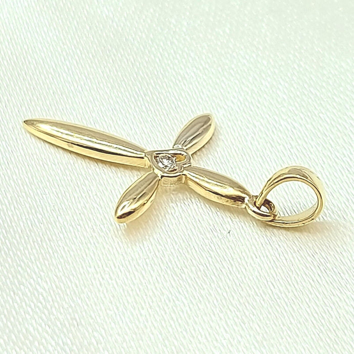 Ladies Yellow Gold 9ct (375, 9K) Rare Natural Diamond Heart Cross Pendant