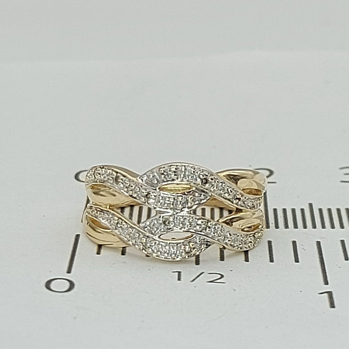 Ladies Ring 9ct (375, 9K) Yellow Gold Natural Diamond (10pts) Dress Ring