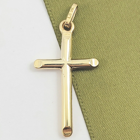 Unisex Yellow Gold 9ct (375, 9K) High Quality Rare Pinched Edges Cross Pendant