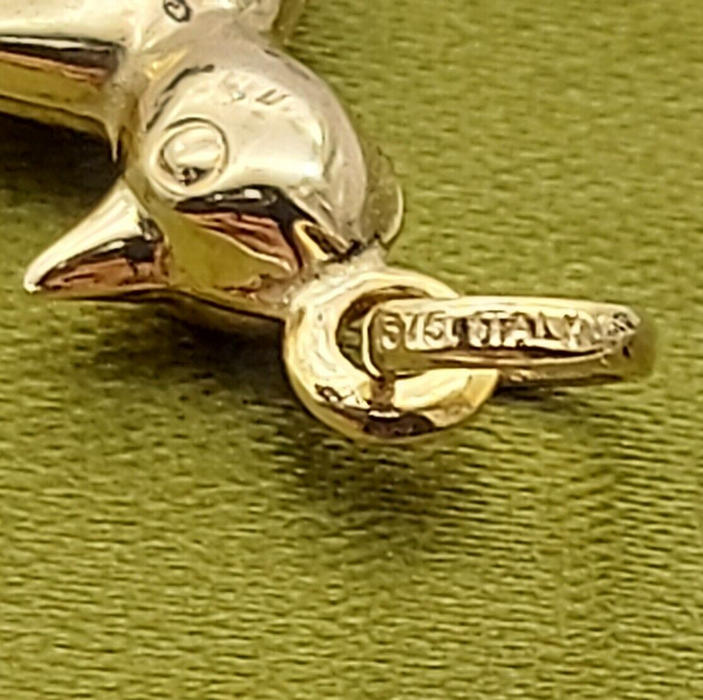 Unisex Rare 9ct (375, 9K) Unique Italian Yellow Gold Penguin Pendant