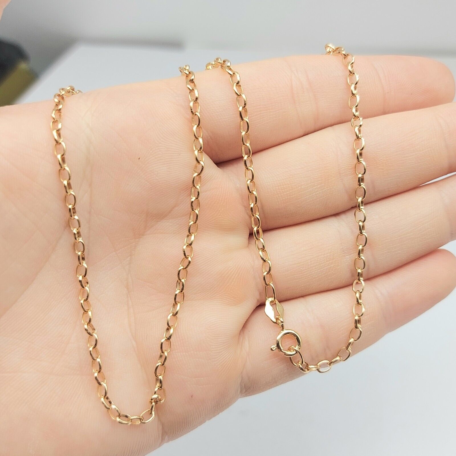 Ladies Necklace 9ct (375, 9K) High Quality Mariner Link Belcher Chain Necklace