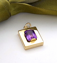 Load image into Gallery viewer, Ladies Square Pendant Yellow Gold 9ct (375, 9K) &amp; Natural Amethyst Pendant
