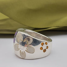 Load image into Gallery viewer, Unisex Ring Silver (925) Thick Band Flower Dress Ring
