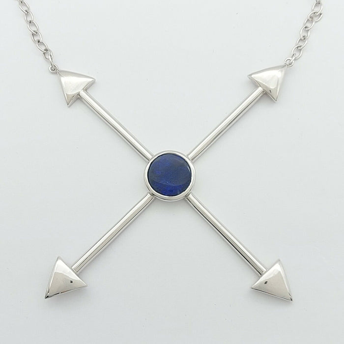Ladies Necklace Sterling Silver 925 Curb Chain with Opal Arrow Pendant Necklace