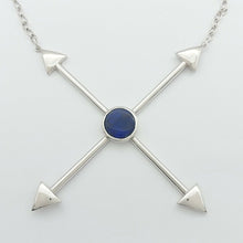 Load image into Gallery viewer, Ladies Necklace Sterling Silver 925 Curb Chain with Opal Arrow Pendant Necklace

