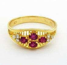 Load image into Gallery viewer, Ladies Ring 14ct (585, 14K) Yellow Gold Ruby &amp; Diamond Dress Ring

