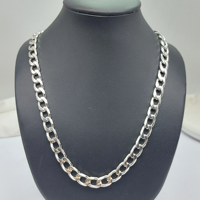 Unisex Sterling Silver (925) Solid High Quality Curb Chain Necklace
