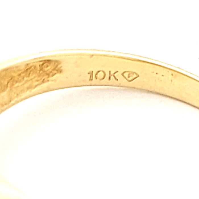 Unisex 10ct (417, 10K) Yellow Gold Light Tiger's Eye Stone & Diamond Chip Ring