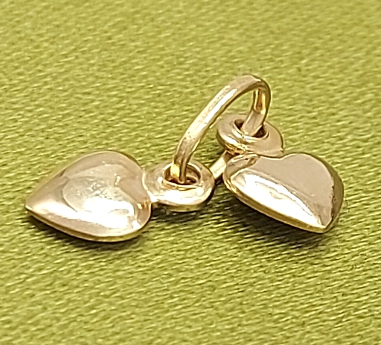 Ladies Solid Yellow Gold 9ct (375, 9K) Tiny Double Hearts Pendant