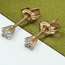 Load image into Gallery viewer, Ladies Yellow Gold 9ct (375, 9K) Natural Diamond Chip Illusion Stud Earrings
