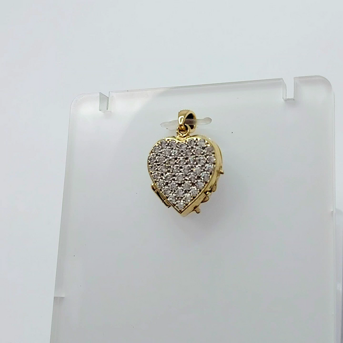 Ladies Yellow Gold 9ct (375,9K) Rare Diamantes Heart Locket Pendant