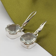 Load image into Gallery viewer, Ladies Silver Earrings (925) Sterling Silver Drop Dangle Blue Stone Earrings
