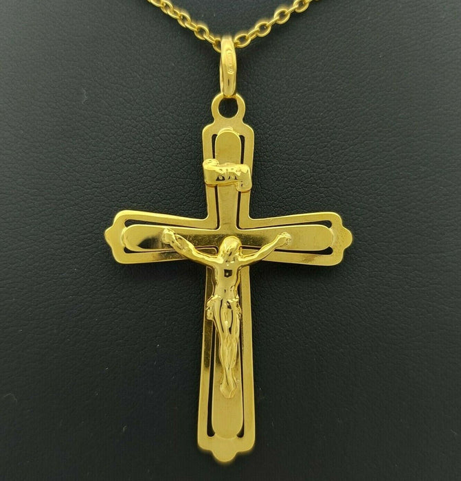 Ladies Pendant 9ct (375, 9K) Yellow Gold Crucifix Pendant
