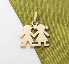 Load image into Gallery viewer, Ladies Yellow Gold 9ct (375, 9K) Rare Boy &amp; Girl Holding Hands Pendant
