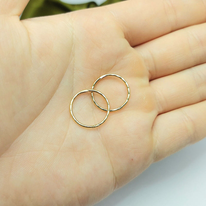 Ladies Yellow Gold 9ct (375, 9K) Patterned Diamond Cut Small Hoop Earrings