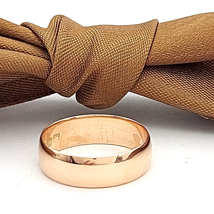 Antique Ladies 9ct (375, 9K) Rose Gold Wide Wedding Cigar Band Ring