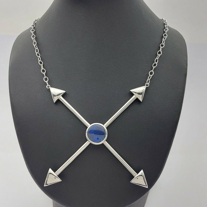 Ladies Necklace Sterling Silver 925 Curb Chain with Opal Arrow Pendant Necklace