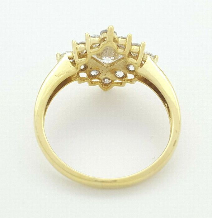 Ladies Ring 9ct (375, 9K) Yellow Gold Square Diamante Dress Ring