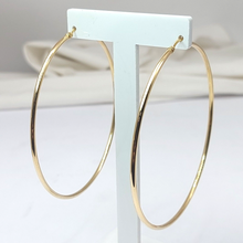 Load image into Gallery viewer, Ladies Yellow Gold 14ct (585, 14K) High Quality Large Round Hoop Earrings

