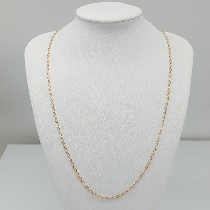 Ladies Yellow Gold 9ct (375, 9K) Italian Elongated Oval Link Chain Necklace