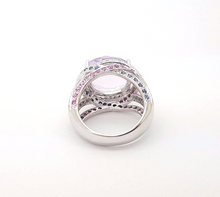 Load image into Gallery viewer, Ladies Ring 9ct (375, 9K) White Gold Amethyst, Created Sapphire &amp; Diamond Ring
