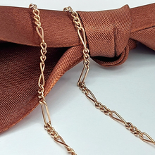 Load image into Gallery viewer, adies Rose Gold 9ct (375, 9K) Antique Figaro Chain Necklace with Barrel Clasp
