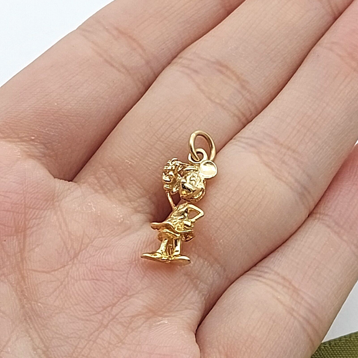 Unisex Solid Yellow Gold 9ct (375, 9K) Rare Minnie Mouse Pendant