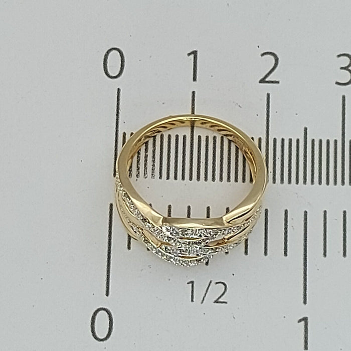 Ladies Ring 9ct (375, 9K) Yellow Gold Natural Diamond (10pts) Dress Ring