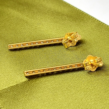 Load image into Gallery viewer, Ladies Earrings 14ct (585,14K) Yellow Gold Drop Diamantes Channel Setting Studs
