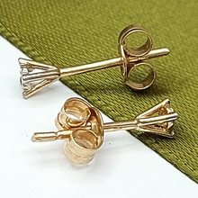 Load image into Gallery viewer, Ladies Yellow Gold 9ct (375, 9K) Natural Diamond Chip Illusion Stud Earrings
