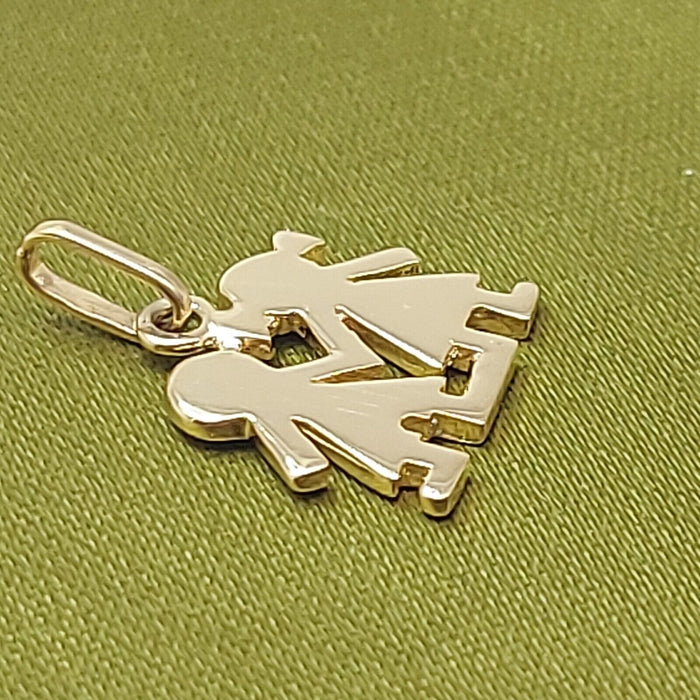 Ladies Yellow Gold 9ct (375, 9K) Rare Boy & Girl Holding Hands Pendant