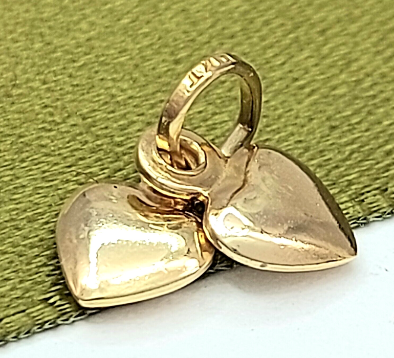 Ladies Solid Yellow Gold 9ct (375, 9K) Tiny Double Hearts Pendant