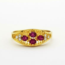 Load image into Gallery viewer, Ladies Ring 14ct (585, 14K) Yellow Gold Ruby &amp; Diamond Dress Ring
