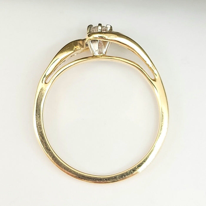 Ladies Yellow Gold 18ct (750, 18k) Rare Bypass Swirl Natural Diamond Ring