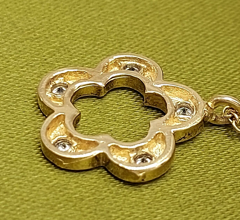 Ladies Yellow Gold 9ct (375,9K) Unique Diamante Flower Chain Necklace