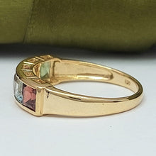 Load image into Gallery viewer, Ladies Yellow Gold 9ct (375, 9K) Multicolored Channel-Set Gemstone Stacker Ring
