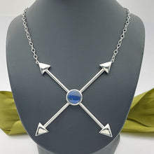 Load image into Gallery viewer, Ladies Necklace Sterling Silver 925 Curb Chain with Opal Arrow Pendant Necklace
