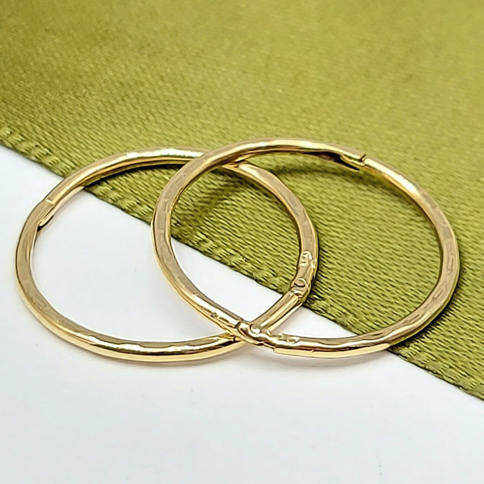 Ladies Yellow Gold 9ct (375, 9K) Patterned Diamond Cut Small Hoop Earrings